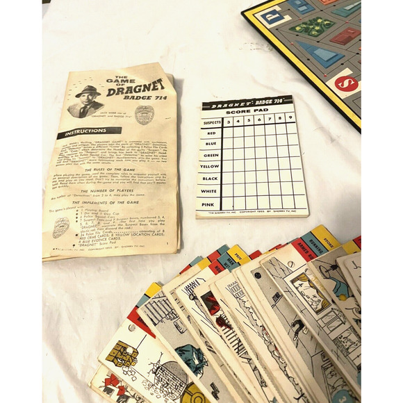 VTG The Game of Dragnet TV Series Jack Webb Board Game Transogram - Picture 11 of 13